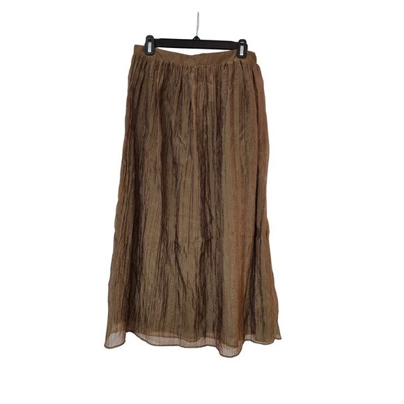 Zara Crinkle Midi Skirt Brown Size M NWT - Picture 2 of 5